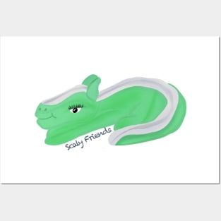 Ginna the green Dino - The Scaly Friend's Collection Artwort By TheBlinkinBean Posters and Art